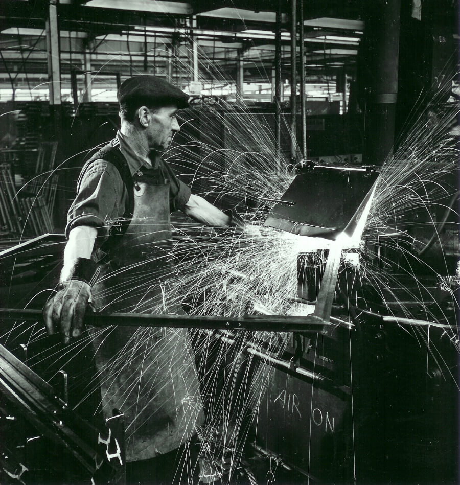 Steel worker in factory