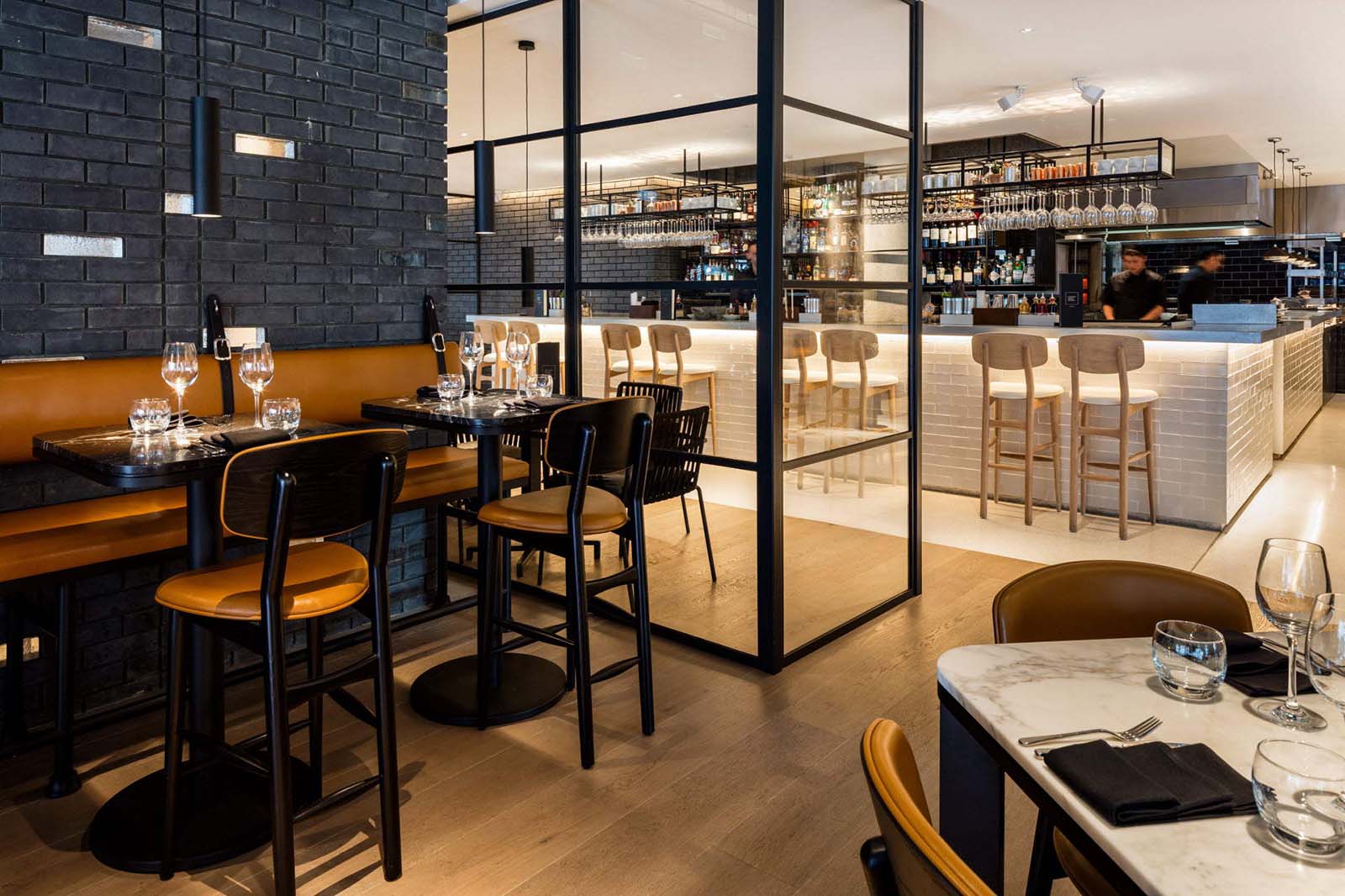 Large black steel fixed screens