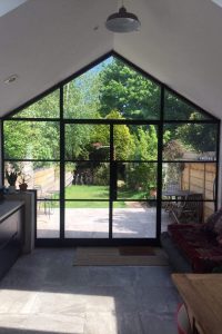 Black steel double door