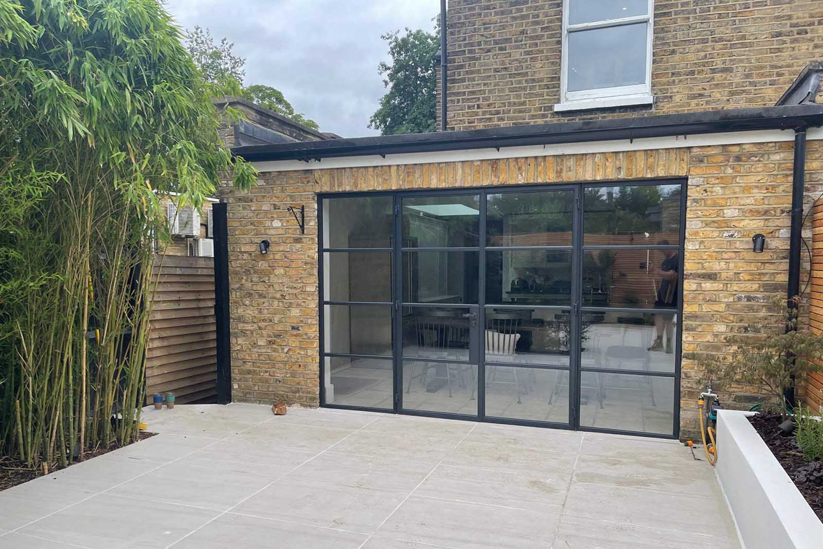 Black steel double door