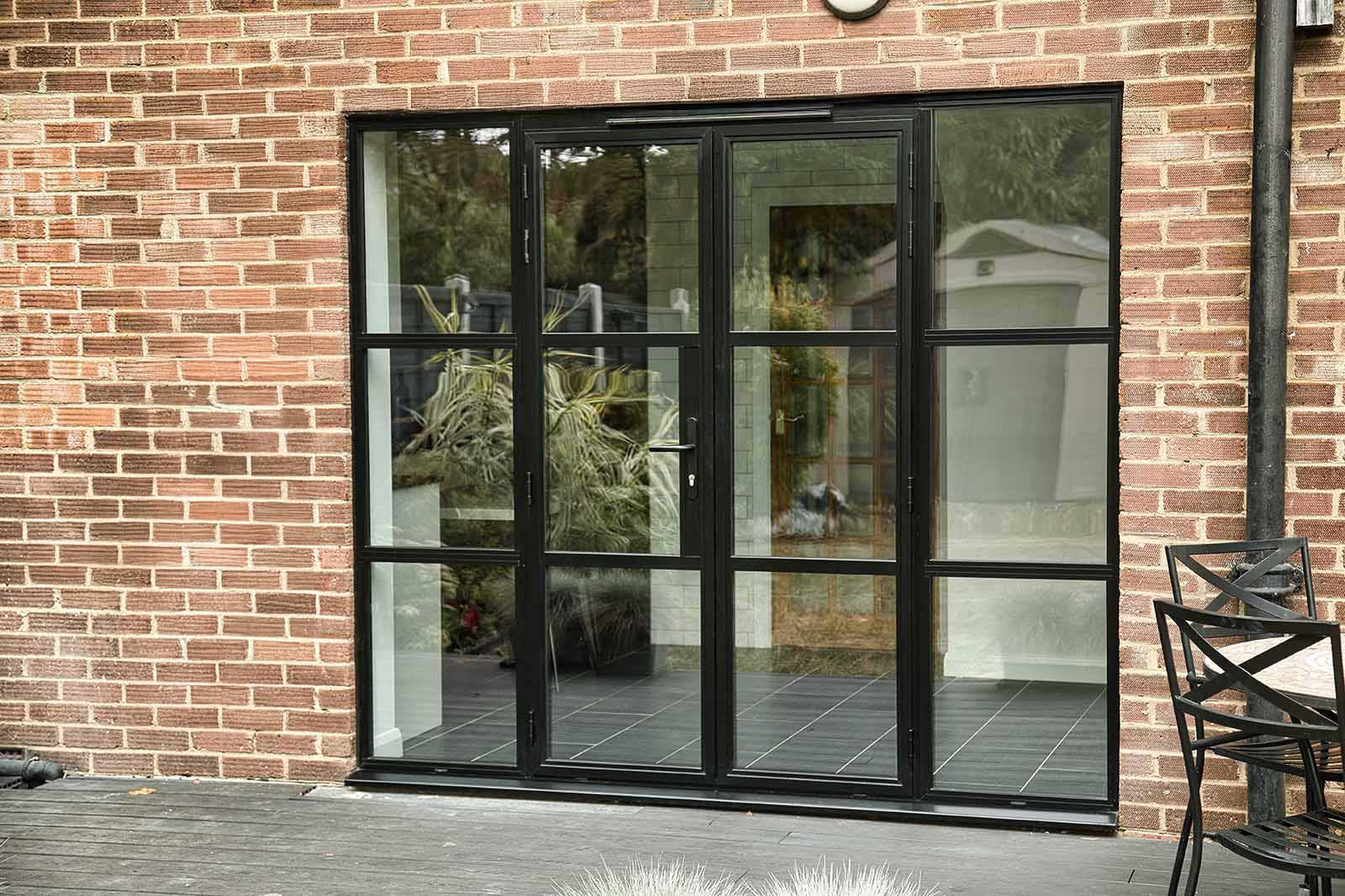 Aluminium black double doors