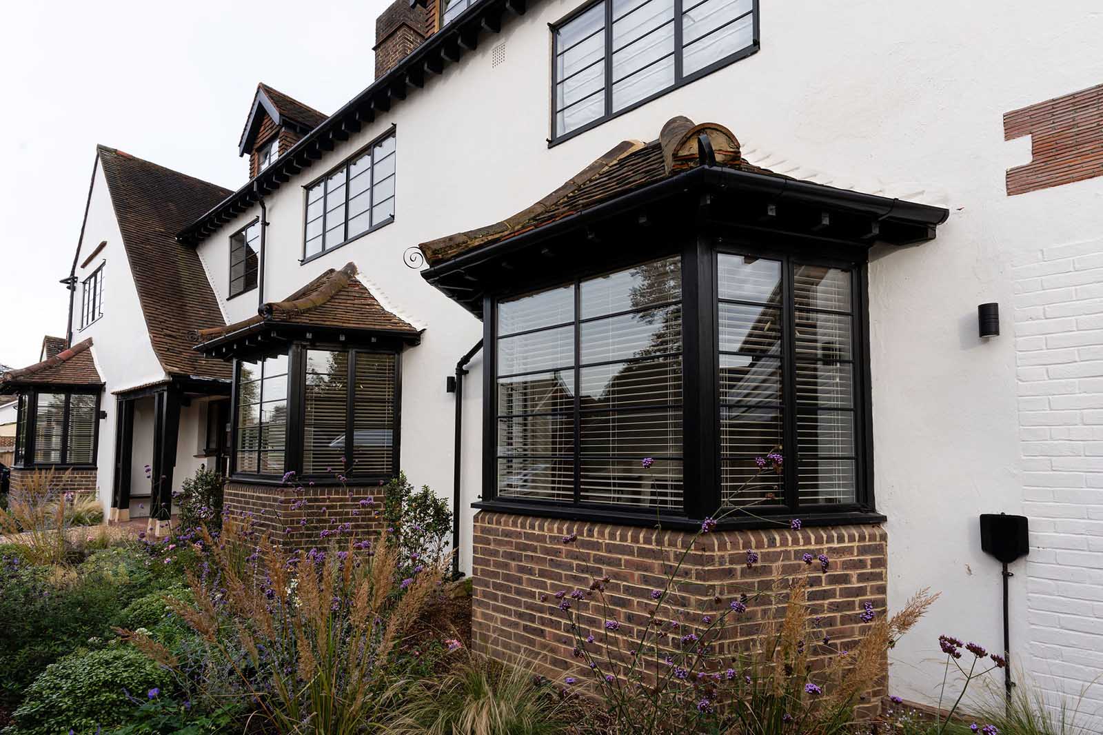 Black steel bay windows